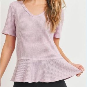 NWOT Paper Crane Boutique Lavender Waffle Knit Top